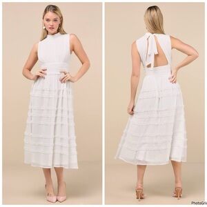 NWOT Lulu’s Happily Sweet White Backless Midi Dress XXL $69 XXL